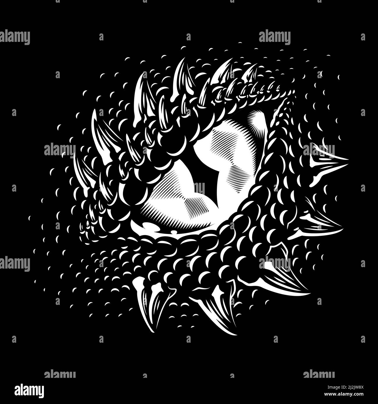 Monochrome dragon eye. Concept image. Vector illustration Stock Vector