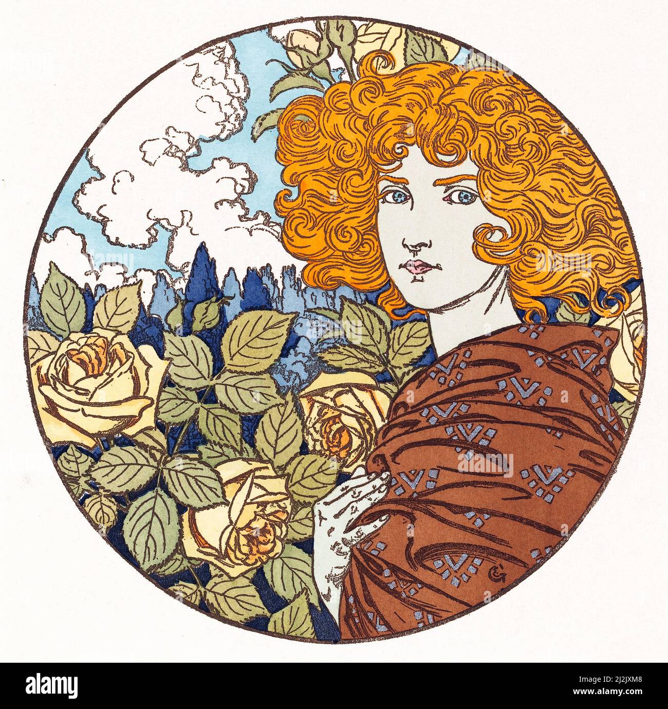 Poster Art by Eugene Grasset. Art Nouveau - Jugend - Belle Epoque. Vintage poster. Jalousie (Jealousy). Stock Photo