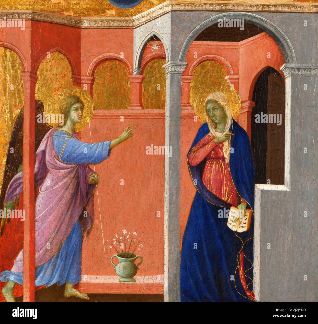 The Annunciation by Duccio di Buoninsegna (c. 1255/1260-1318), egg tempera on wood, c. 1307/8-11 Stock Photo
