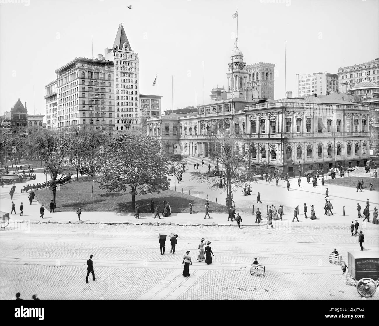 City Hall and Park, New York City, New York, USA, Detroit Publishing Company, 1905 Stock Photo