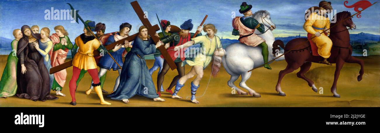 Raphael. The Procession to Calvary by Raffaello Sanzio da Urbino  (1483–1520), oil on poplar, c. 1504/5 Stock Photo