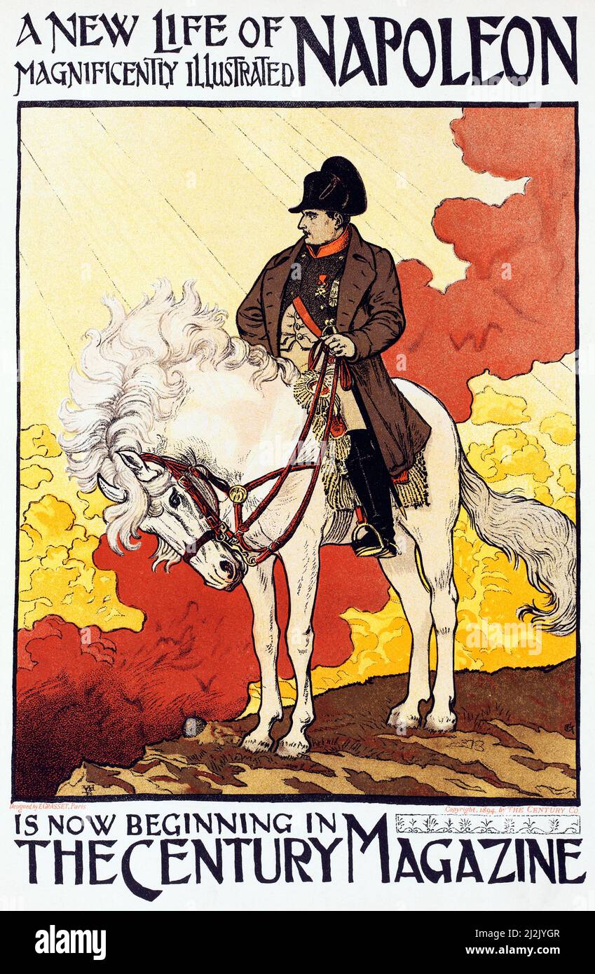 Poster Art by Eugene Grasset. Art Nouveau - Jugend - Belle Epoque. Vintage poster. A new life of Napoleon (1898) The Century Magazine Stock Photo