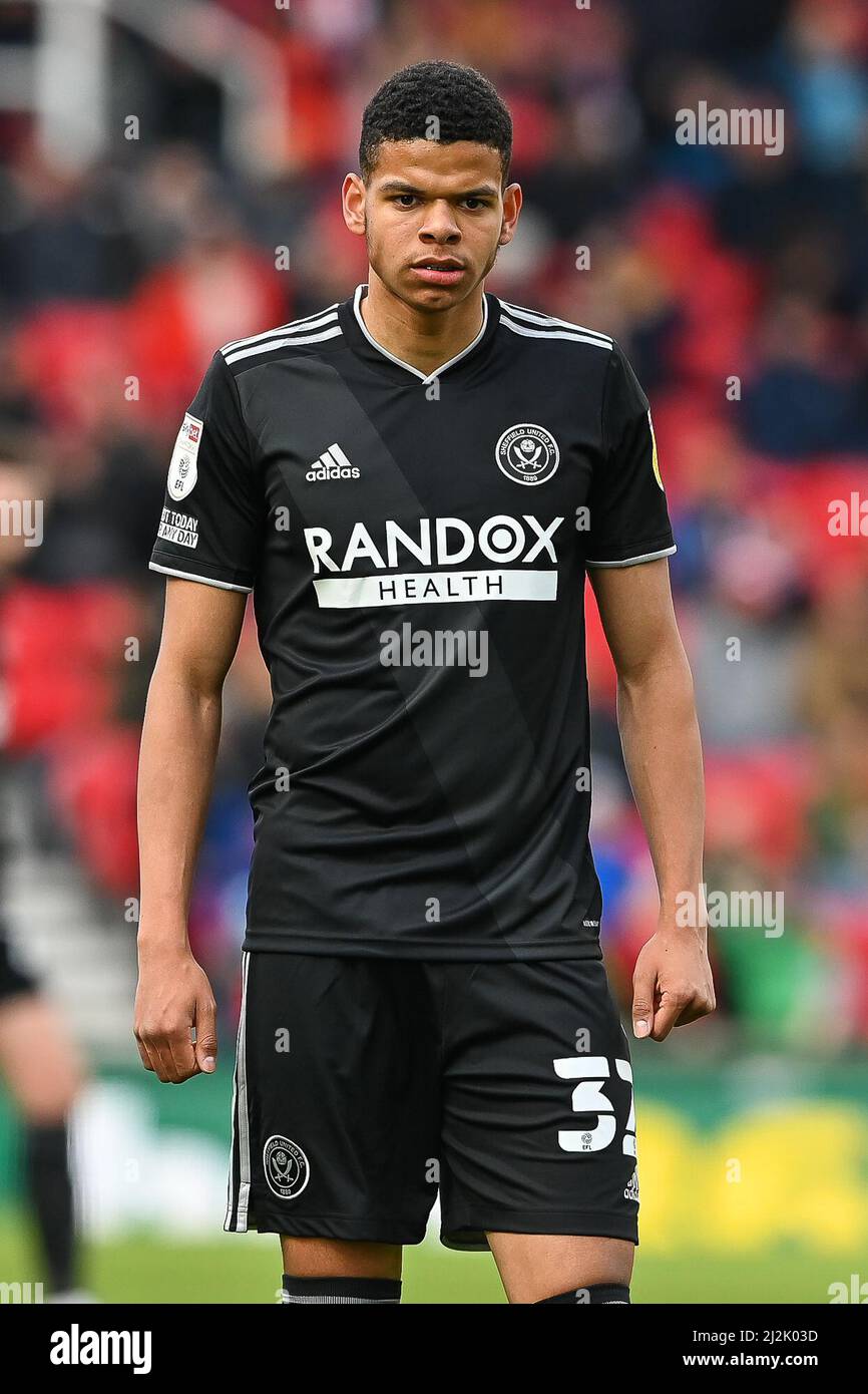 William Osula #32 of Sheffield United during the game in, on 4/2/2022. (Photo by Craig Thomas/News Images/Sipa USA) Credit: Sipa USA/Alamy Live News Stock Photo