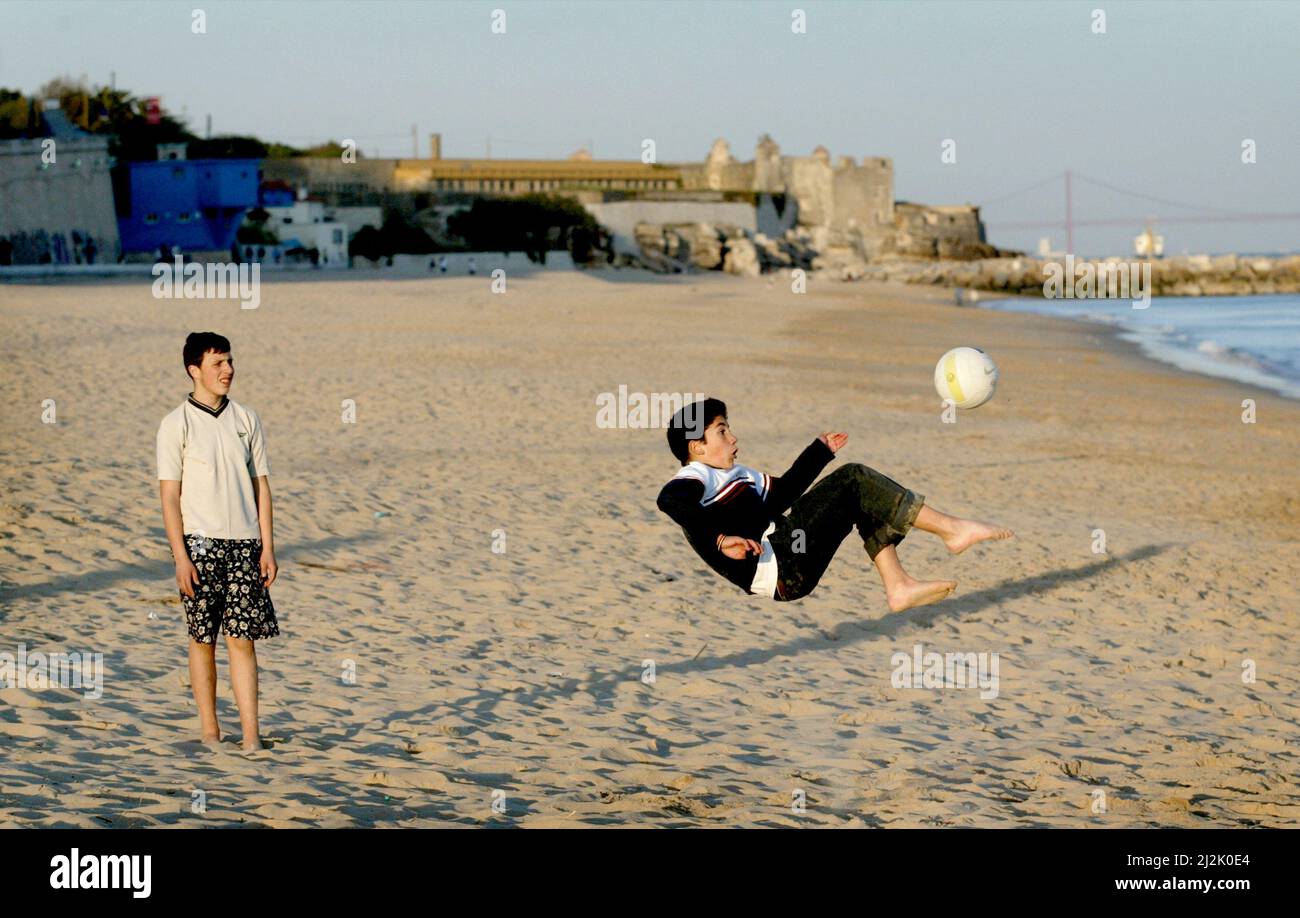 Beach football is common on Portugal's many beaches Stock Photo - Alamy