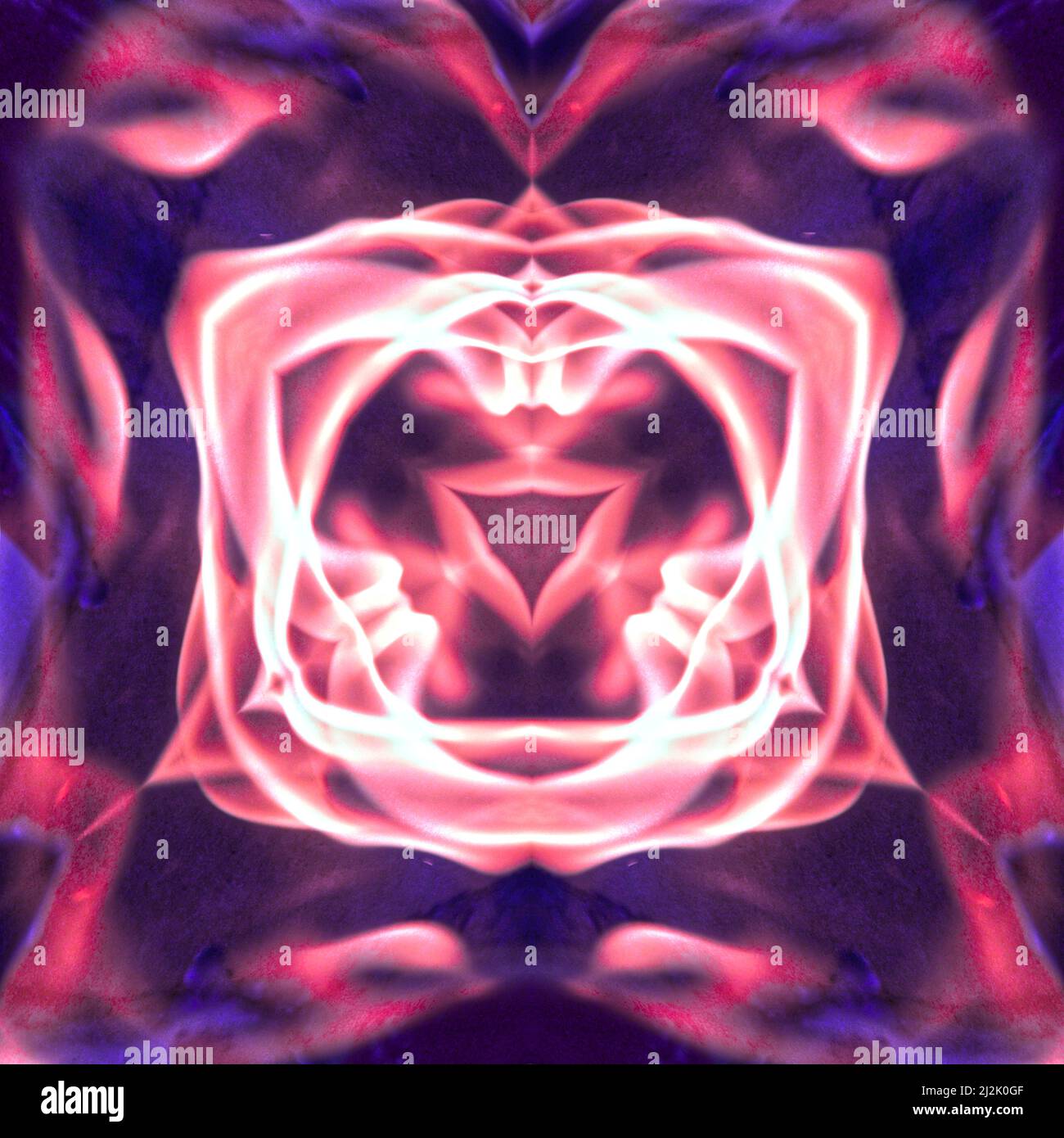 Pink and purple fractal mirror abstract of burning flames Stock Photo