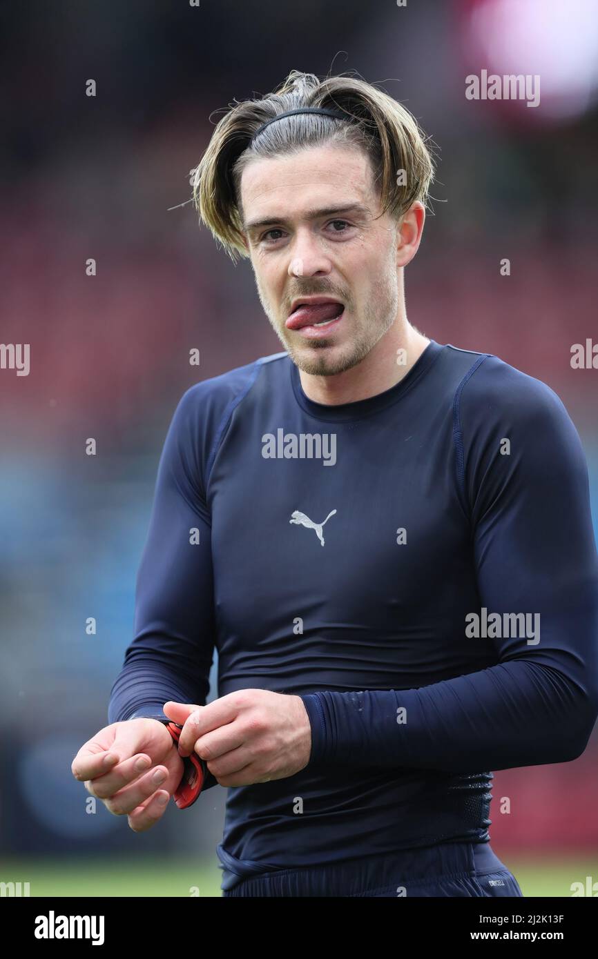 BURNLEY, UK. APR 2ND Jack Grealish of Manchester City at full time during the Premier League match between Burnley and Manchester City at Turf Moor, Burnley on Saturday 2nd April 2022. (Credit: Pat Scaasi | MI News) Credit: MI News & Sport /Alamy Live News Stock Photo
