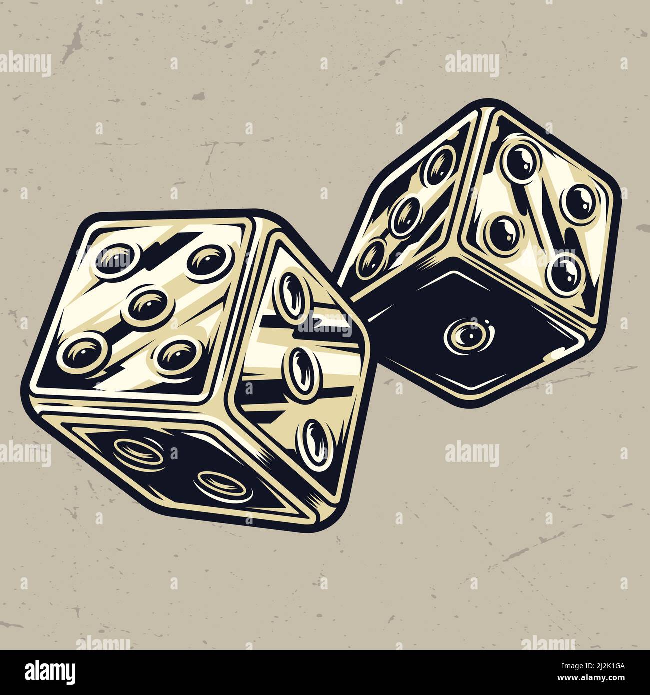 Colorful vintage dice concept on light background isolated vector