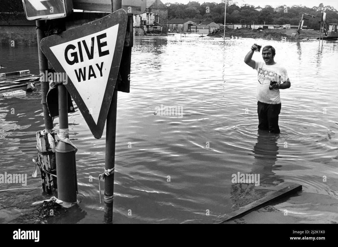 Flooding in West Wales. 20th October 1987. Stock Photo