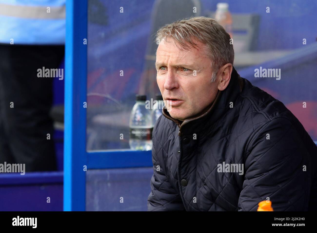 Birkenhead, UK. 02nd Apr, 2022. Carlisle United manager Paul Simpson during the Sky Bet League Two match between Tranmere Rovers and Carlisle United at Prenton Park on April 2nd 2022 in Birkenhead, England. (Photo by Tony Taylor/phcimages.com) Credit: PHC Images/Alamy Live News Stock Photo