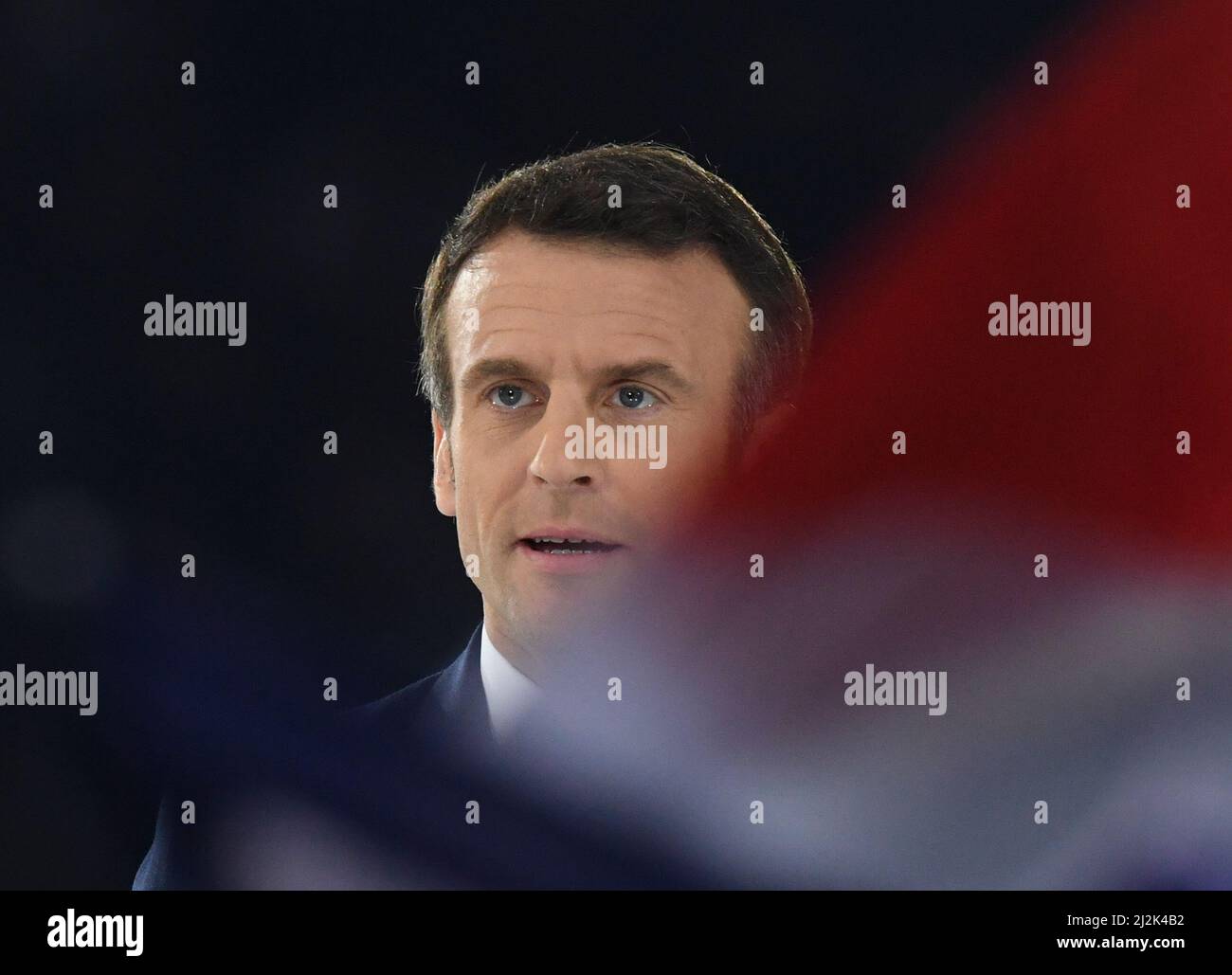 La Defense, France. 02nd Apr, 2022. France, PARIS, 2022-04-02. FIRST MEETING OF THE PRESIDENT CANDIDATE, EMMANUEL MACRON, Credit: francois pauletto/Alamy Live News Stock Photo