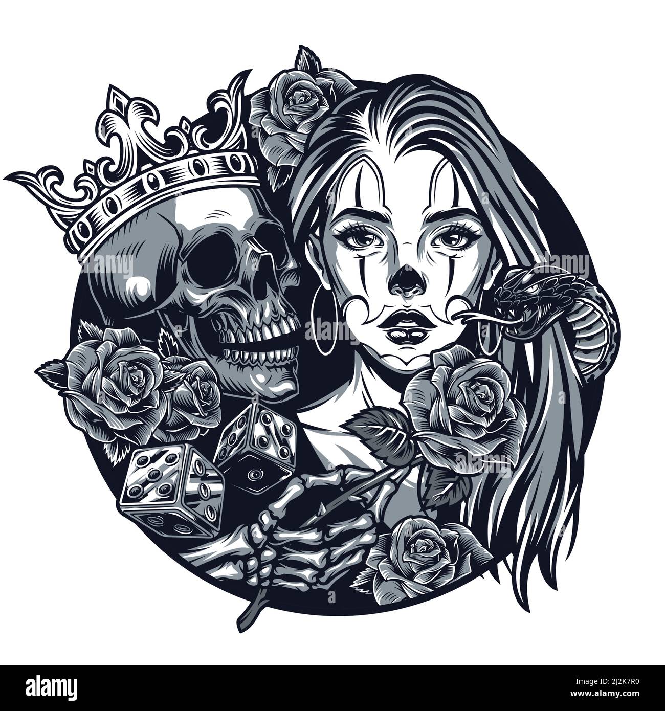 Tattoo Flash of Chicanos Roses Flowers