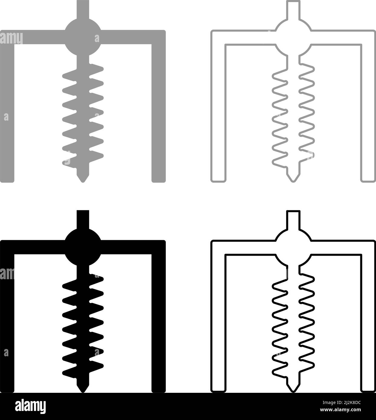 Installation for drilling rig symbol mining bore hole digger earth auger geodetic work set icon grey black color vector illustration image simple Stock Vector