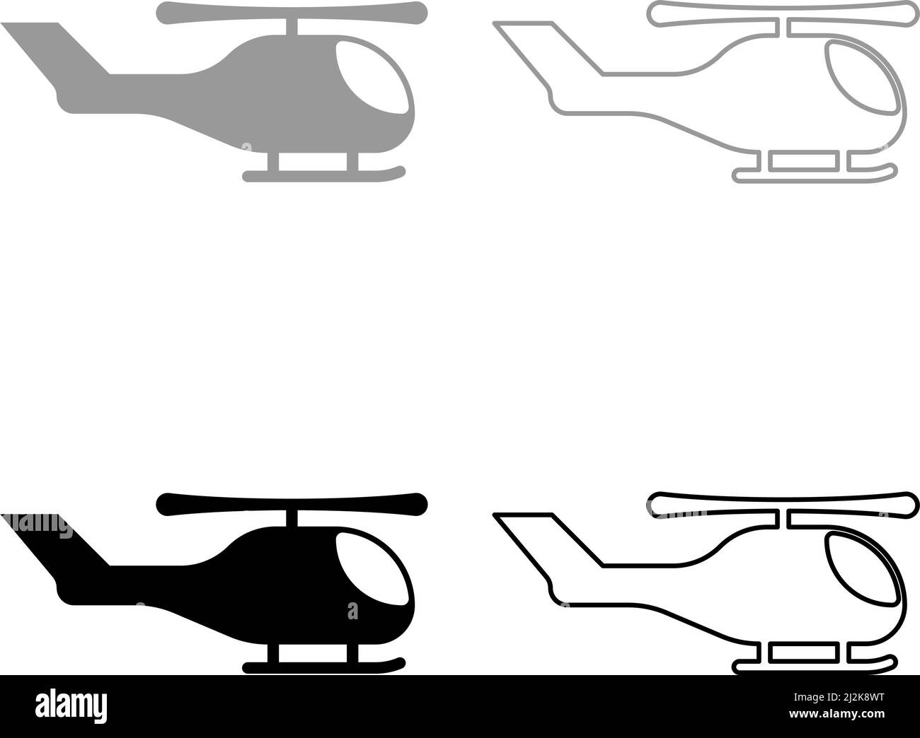 Helicopter chopper in air set icon grey black color vector illustration ...