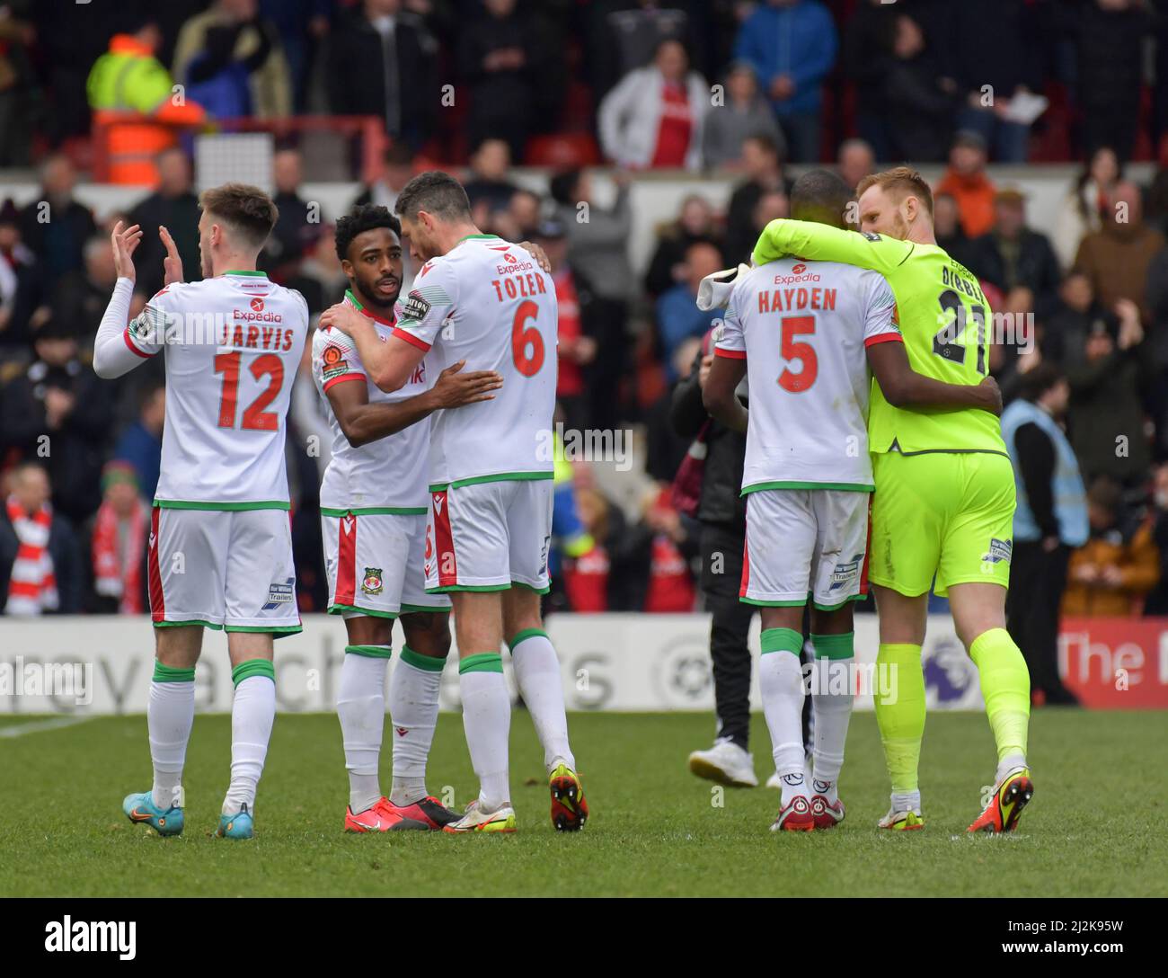 Wrexham, Wales, UK. 02nd Apr, 2022. The Vanarama National League, Wrexham Play  Stockport County for the semi final of the Buildbase FA Trophy Final,Played at the Race Course Ground Home of Wrexham AFC. Credit: robert Leyland/Alamy Live News Stock Photo