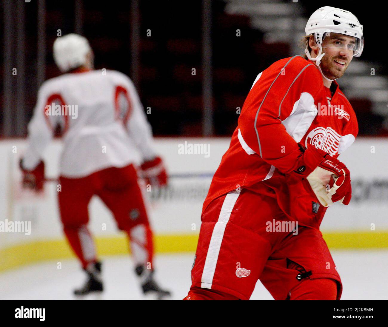 Training for the NHL game Chicago Black Hawks and Detroit Red wings