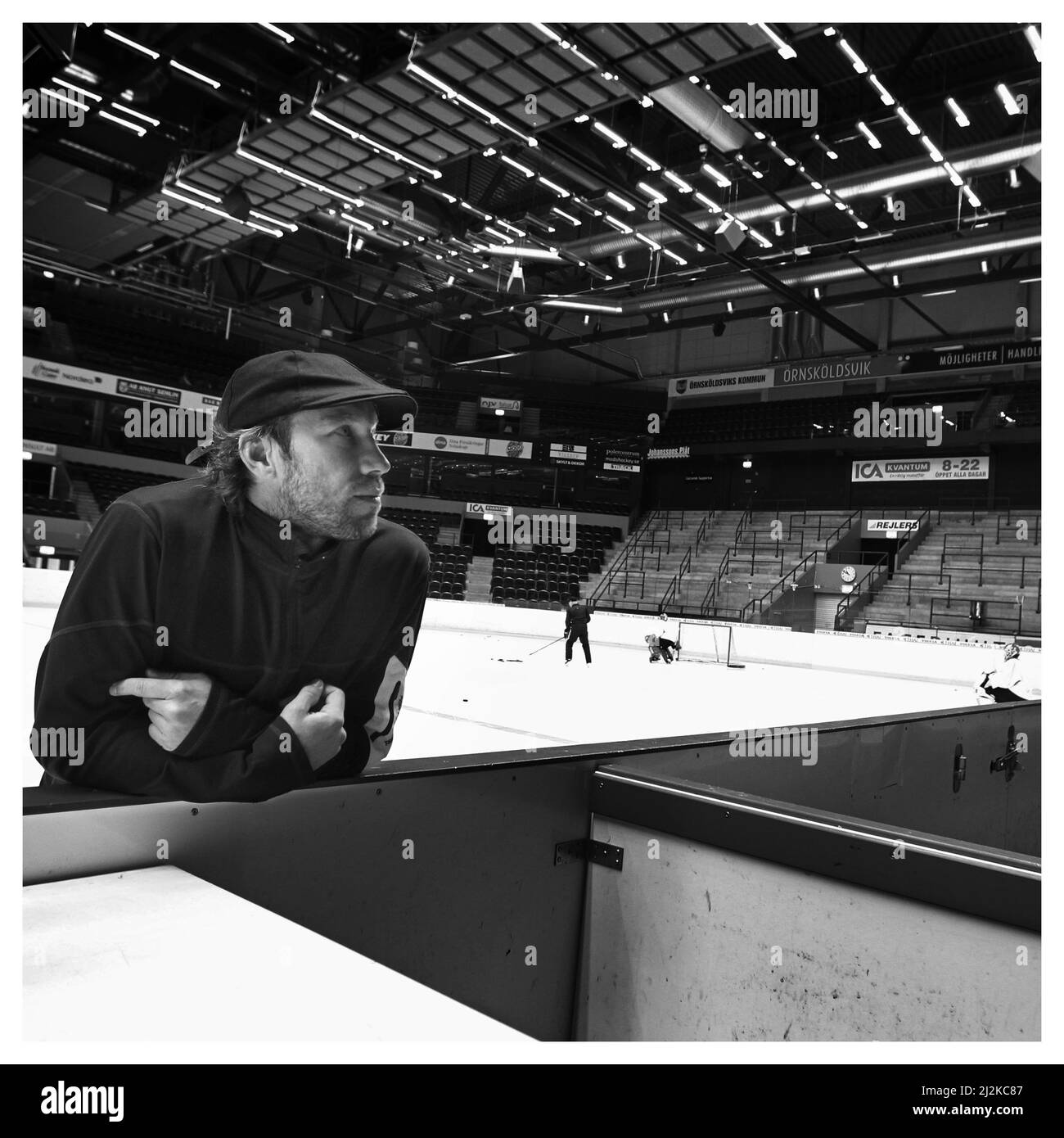 Hockey player Peter Foppa Forsberg in the Fjällräven arena that Modo has as his home arena. Stock Photo