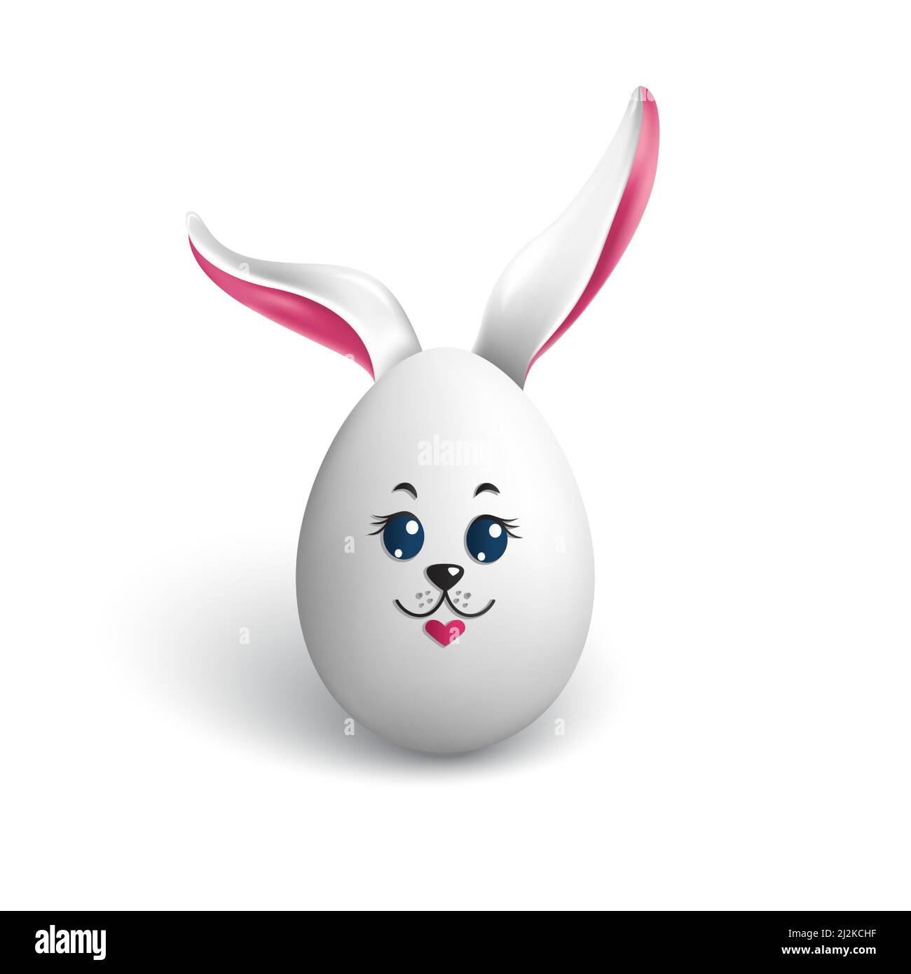 Happy easter postcard. Egg with rabbit ears on white background. Vector ...