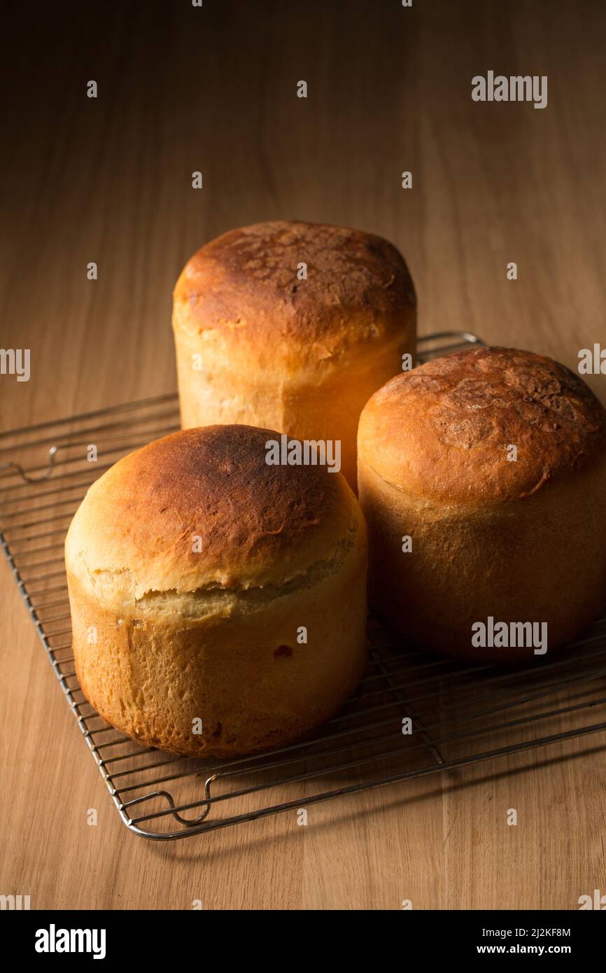 Three ruddy Easter cakes on a dark background Stock Photo