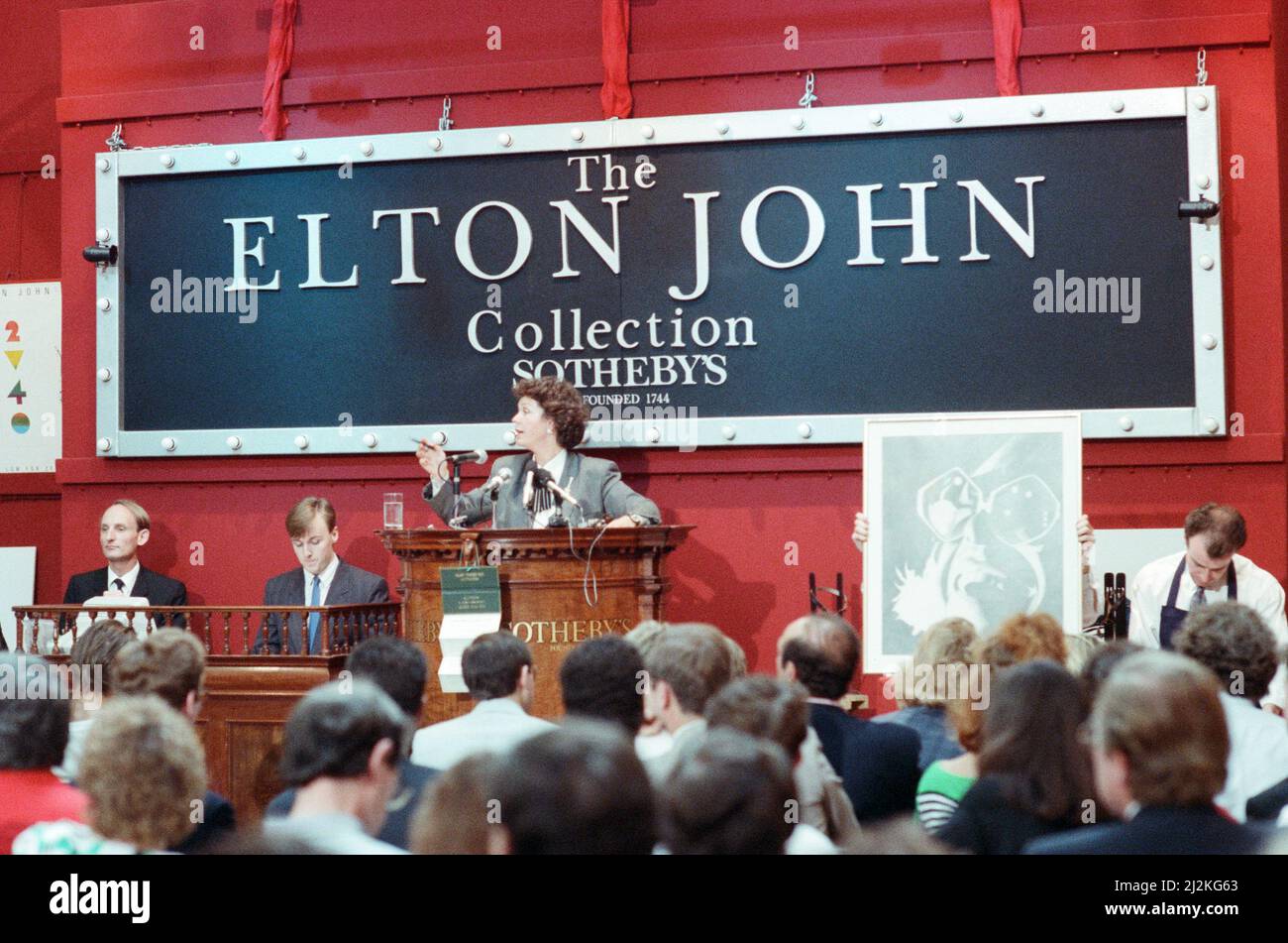 Sotheby's auction of Elton John items. 6th September 1988 Stock Photo