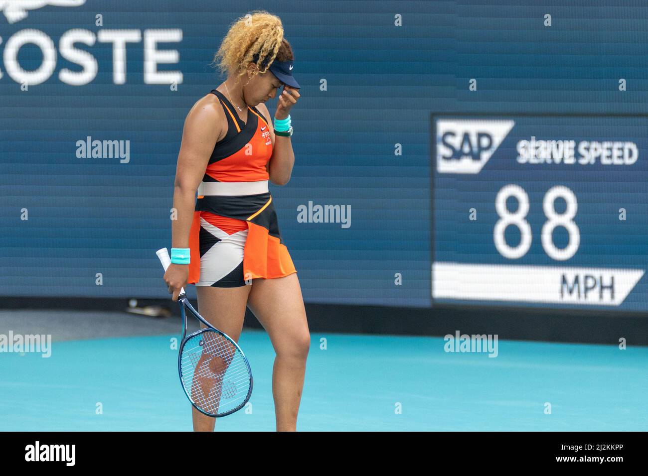 Miami Gardens, USA. 02nd Apr, 2022. Naomi Osaka (JPN) vs Iga Swiatek (POL)  during the world tennis tournament at the 2022 Miami Open powered by Itau.  Women Final 2022. Score: 4-6, 0-6.