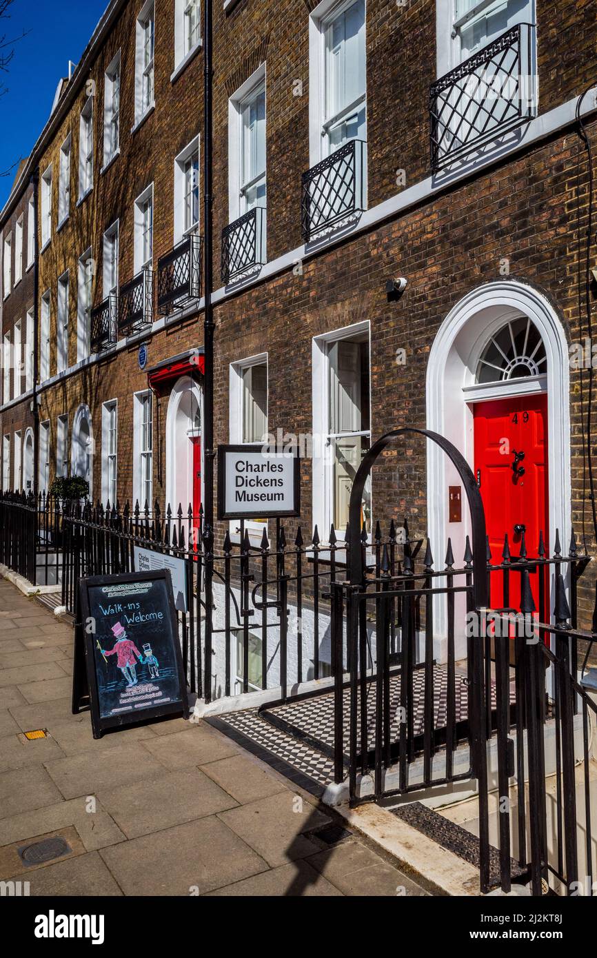 Charles Dickens Museum London - The Charles Dickens Museum is based in the house at 48 Doughty Street Holborn where Dickens lived from 1837 to 1839. Stock Photo
