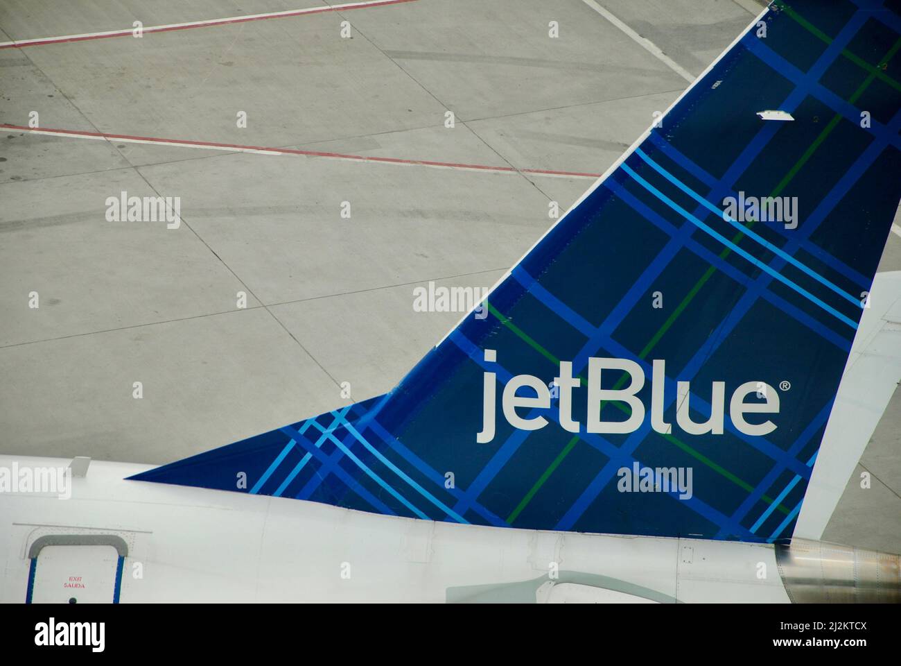 JetBlue airlines tail colors Stock Photo