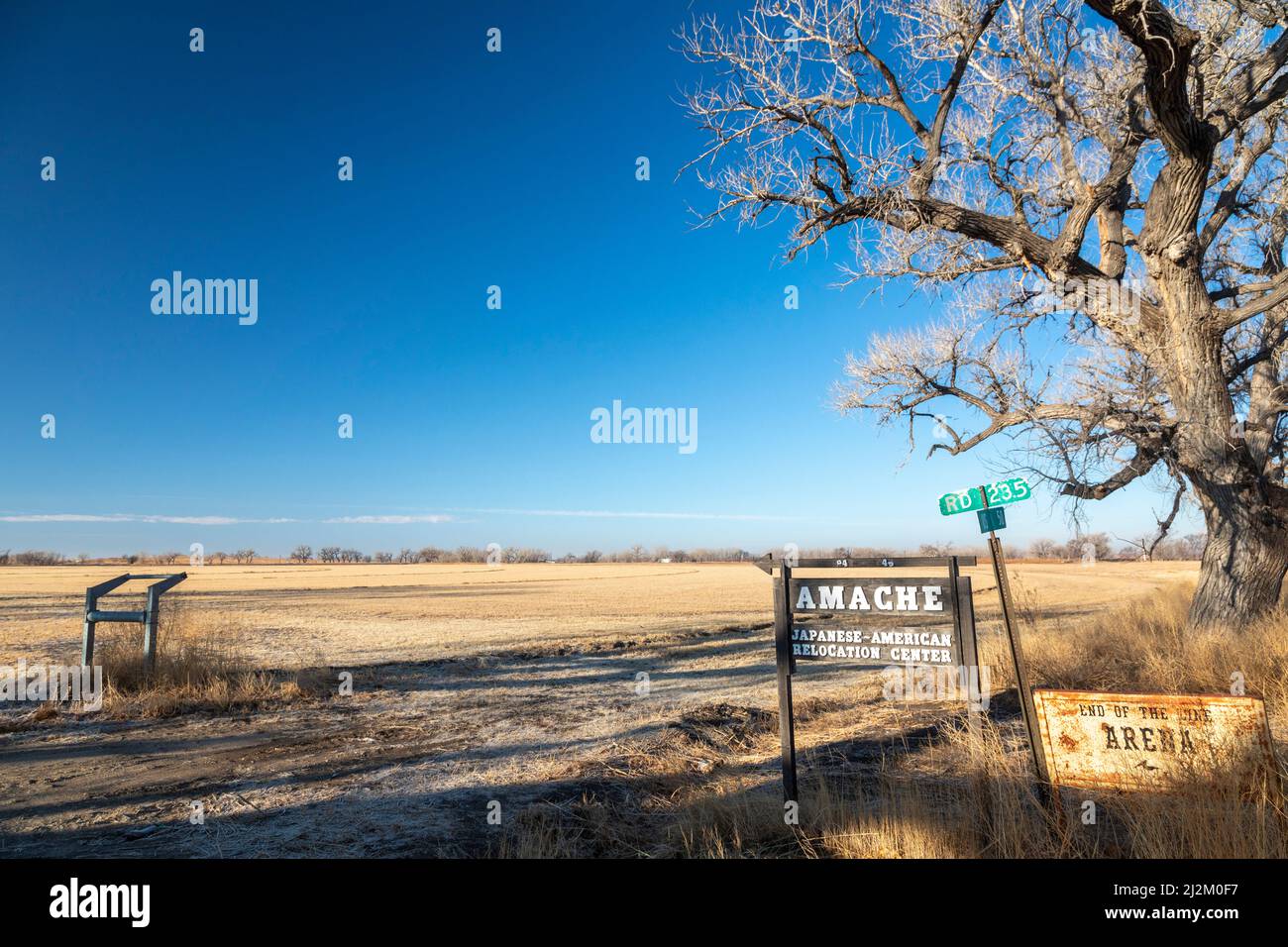 Granada, Colorado - The entrance to the World War II Amache Japanese internment camp in southeast Colorado. The site became part of the National Park Stock Photo