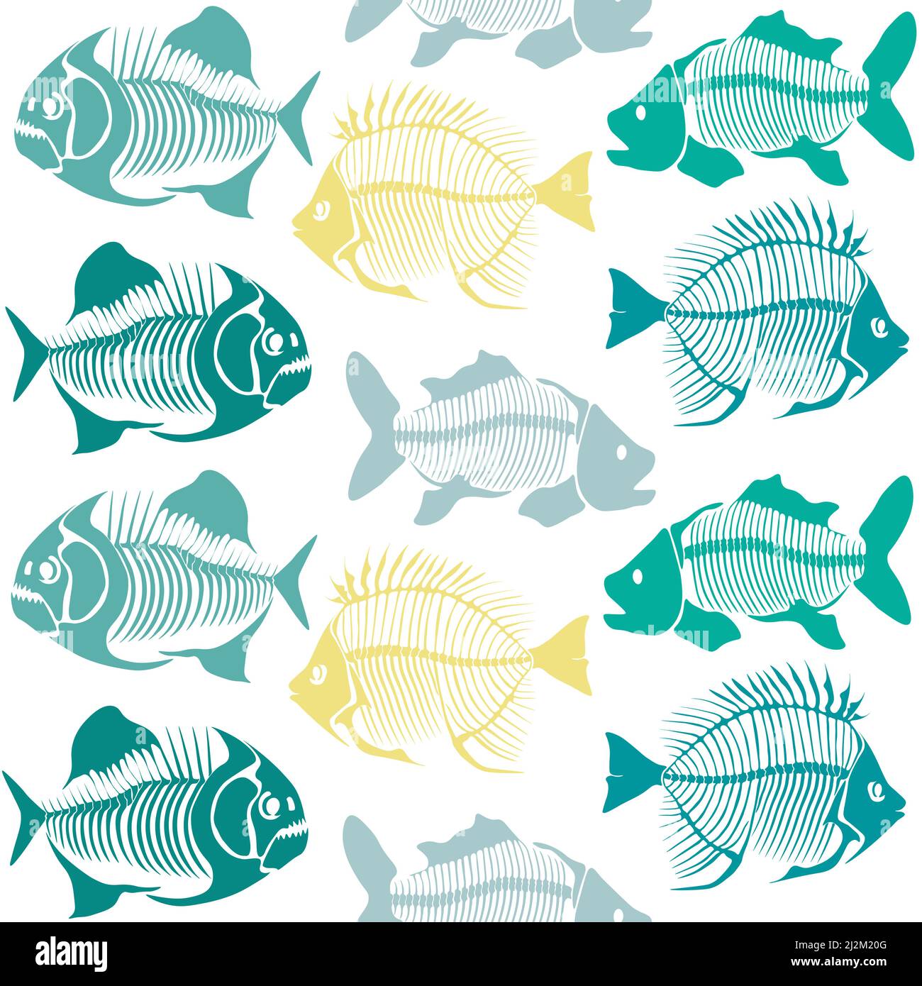 Seamless vector pattern with fish skeleton. Stock Vector