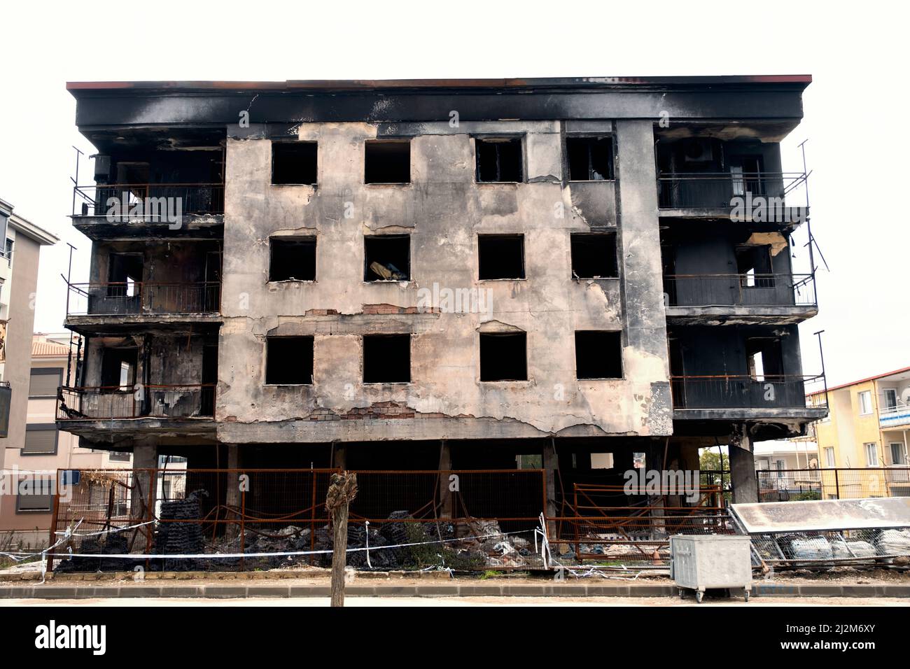 a completely burned down apartment. Stock Photo