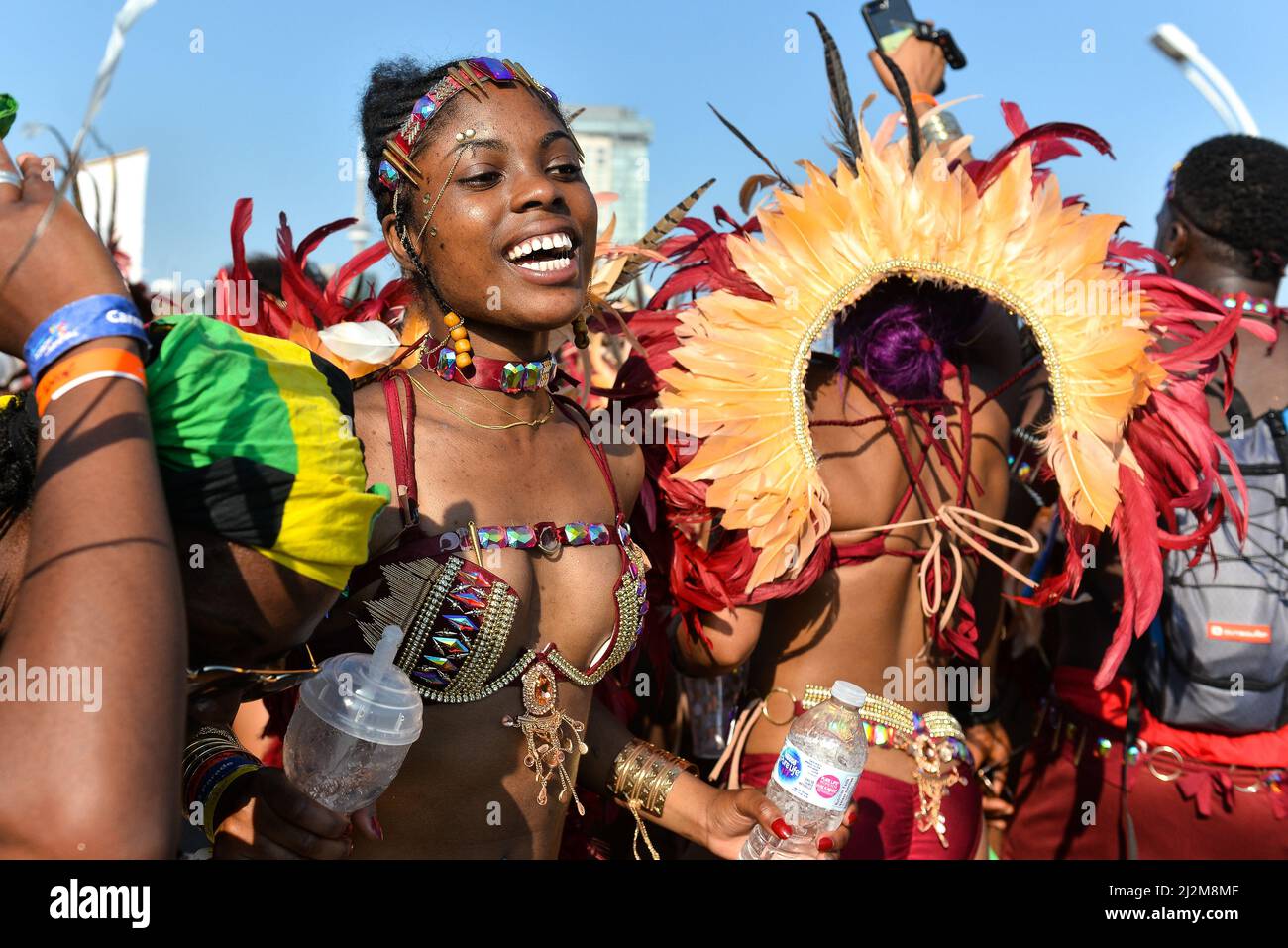 TORONTO, ON, Canada - AUGUST 04: Masqueraders take part in the Toronto Caribbean Carnival Grand Parade at Exhibition Place Stock Photo