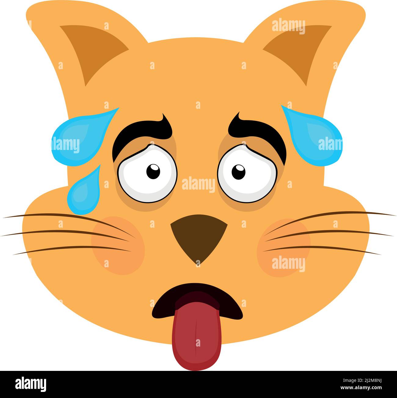 vector illustration of the face of a cartoon cat with an angry