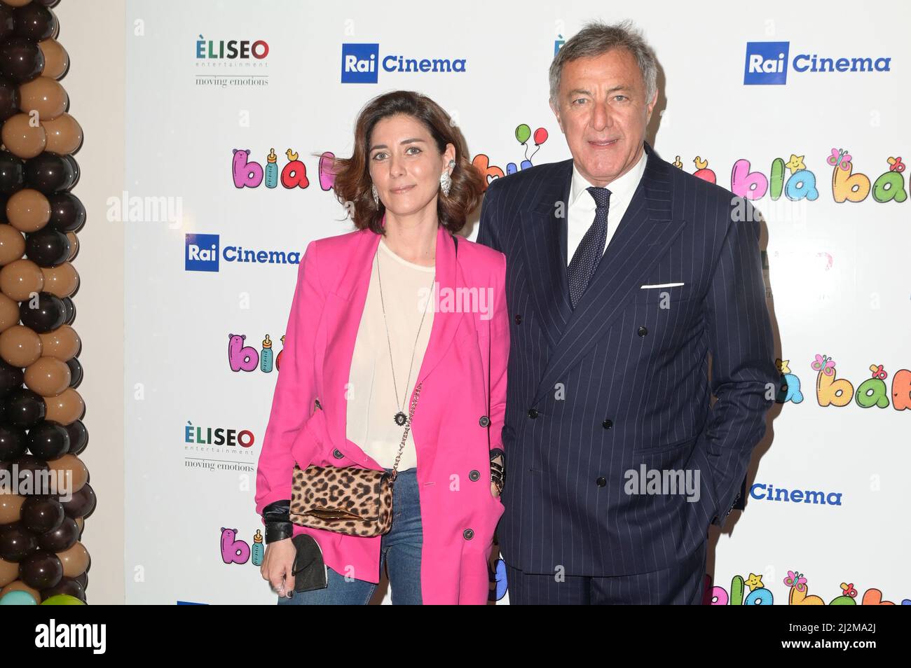Rome, Italy. 02nd Apr, 2022. Luca Barbareschi and Elena Monorchio attend  the red carpet of the