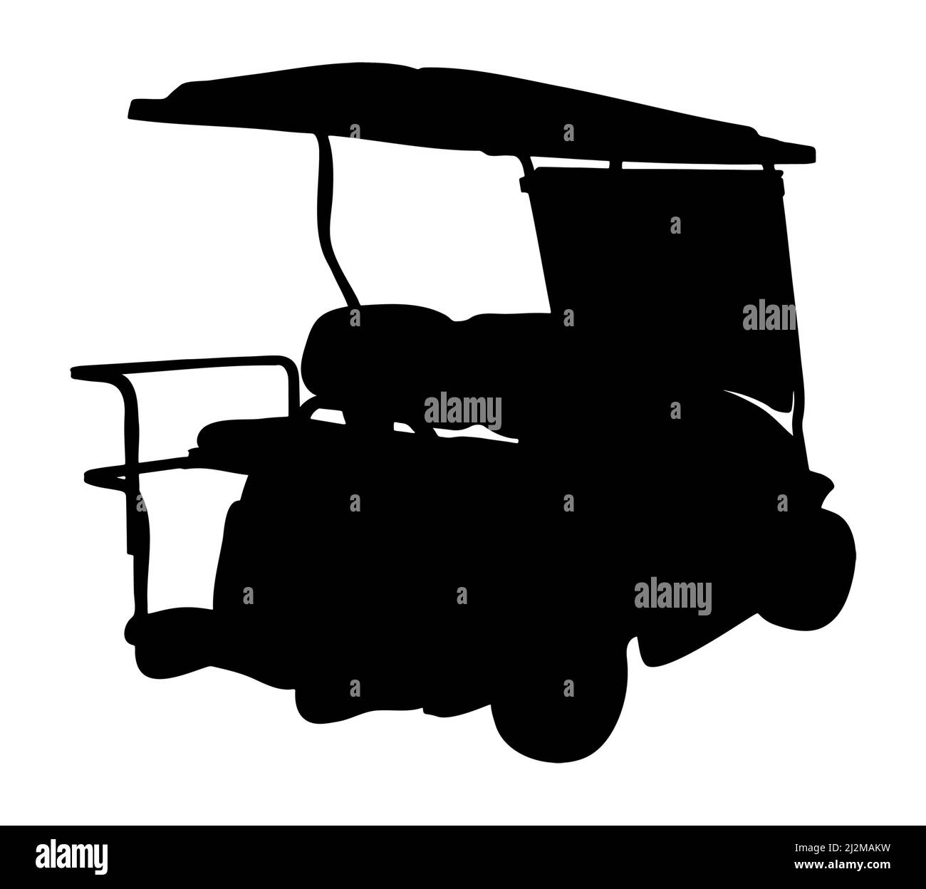 Golf cart silhouette illustration for golfing, golfers and sports topics on a white background. Stock Photo