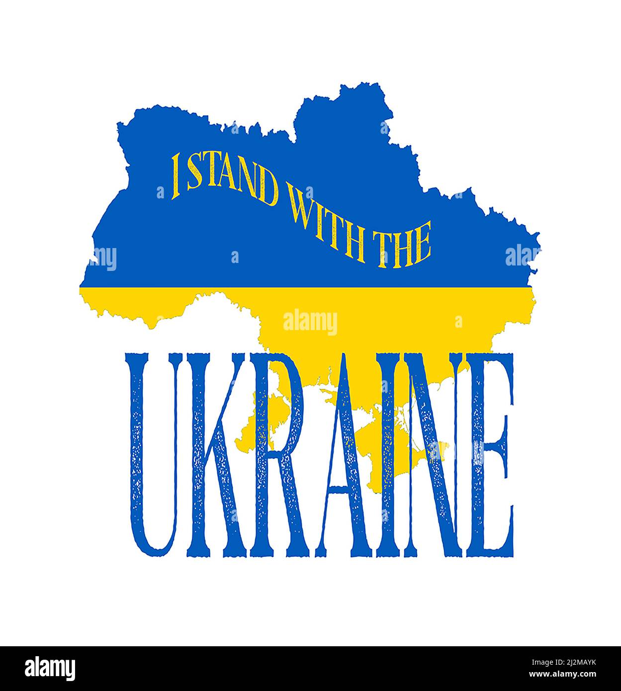I stand with the Ukraine with the Ukrainian flag on the design on a white background. Stock Photo