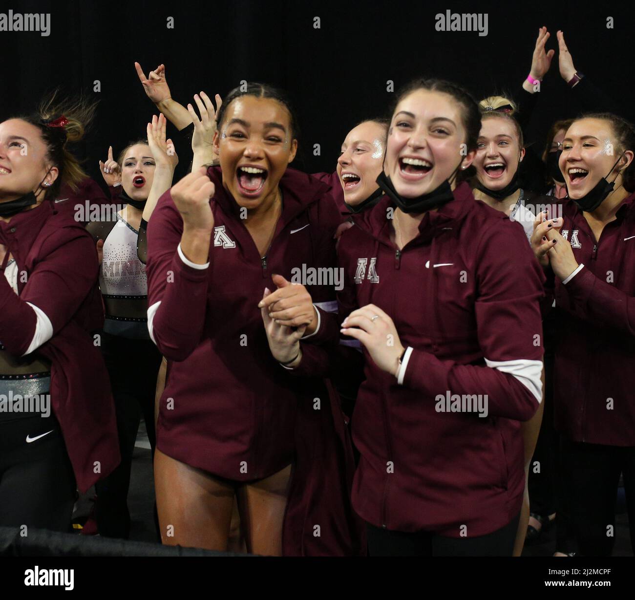 Norman, OK, USA. 2nd Apr, 2022. The Minnesota women's gymnastics team ...