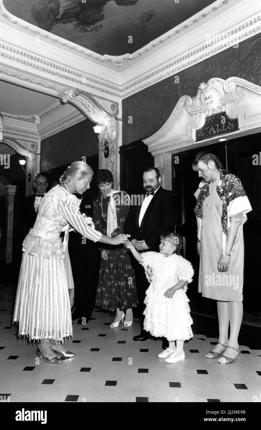 Prince Edward of Kent - The Duke and Duchess of Kent  North East Royal Visits  The Duchess of Kent visiting Newcastle to attend a gala performance by the Northern Sinfonia at the Theatre Royal 21 May 1989 - The Duchess is presented with a bouquet by Samantha Chaney aged 3. Stock Photo
