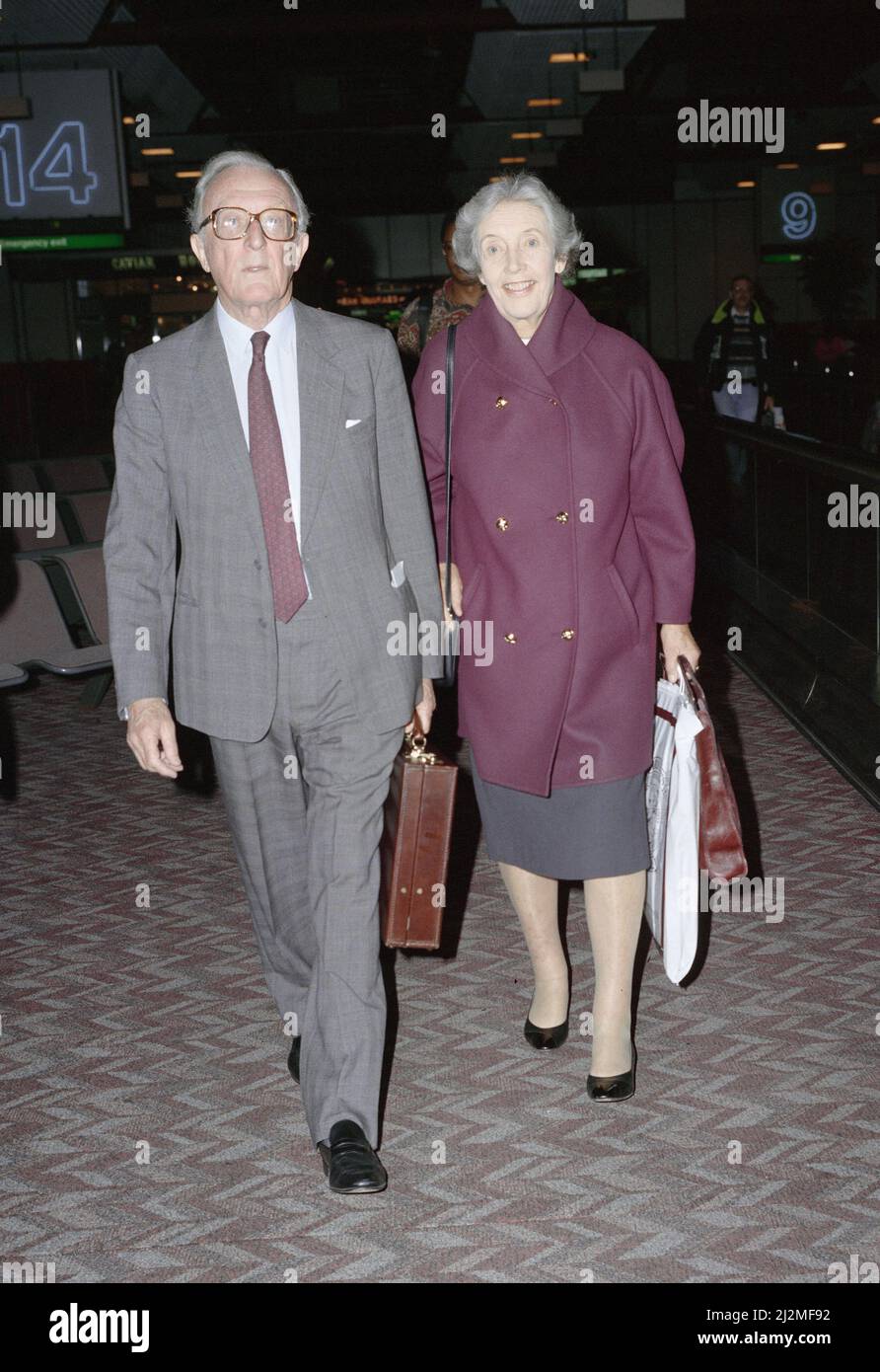 Lord and Lady Carrington arrive at Heathrow Airport, London.October