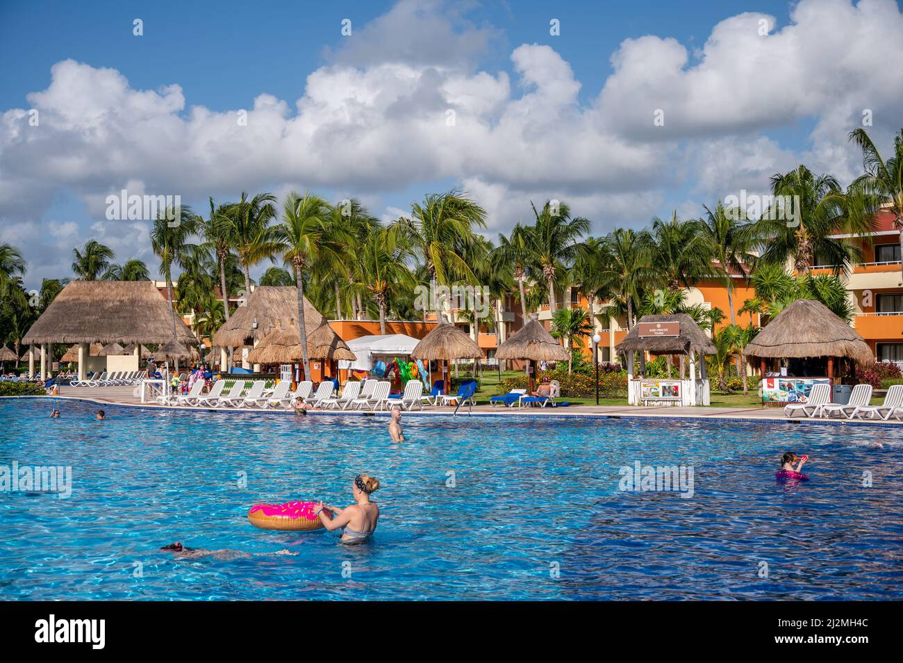 Tulum, Mexico - March 23, 2022: View of swimming pools at the Bahia ...