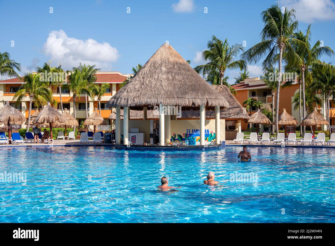Tulum, Mexico - March 23, 2022: View of swimming pools at the Bahia ...