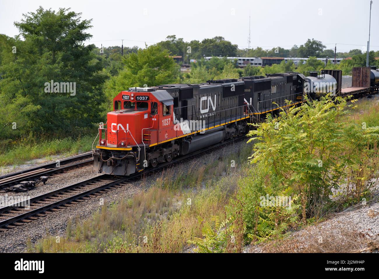 Olympia Fields, Illinois, USA. A Canadian National Railway freight