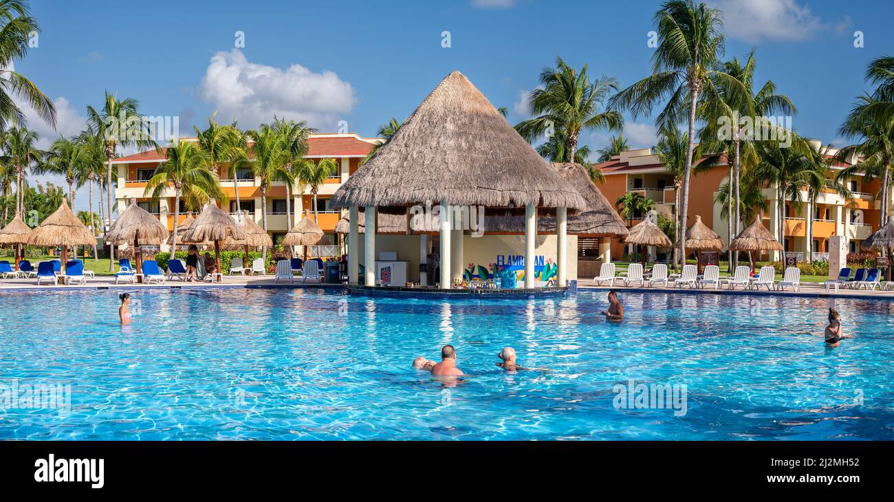 Tulum, Mexico - March 23, 2022: View of swimming pools at the Bahia ...