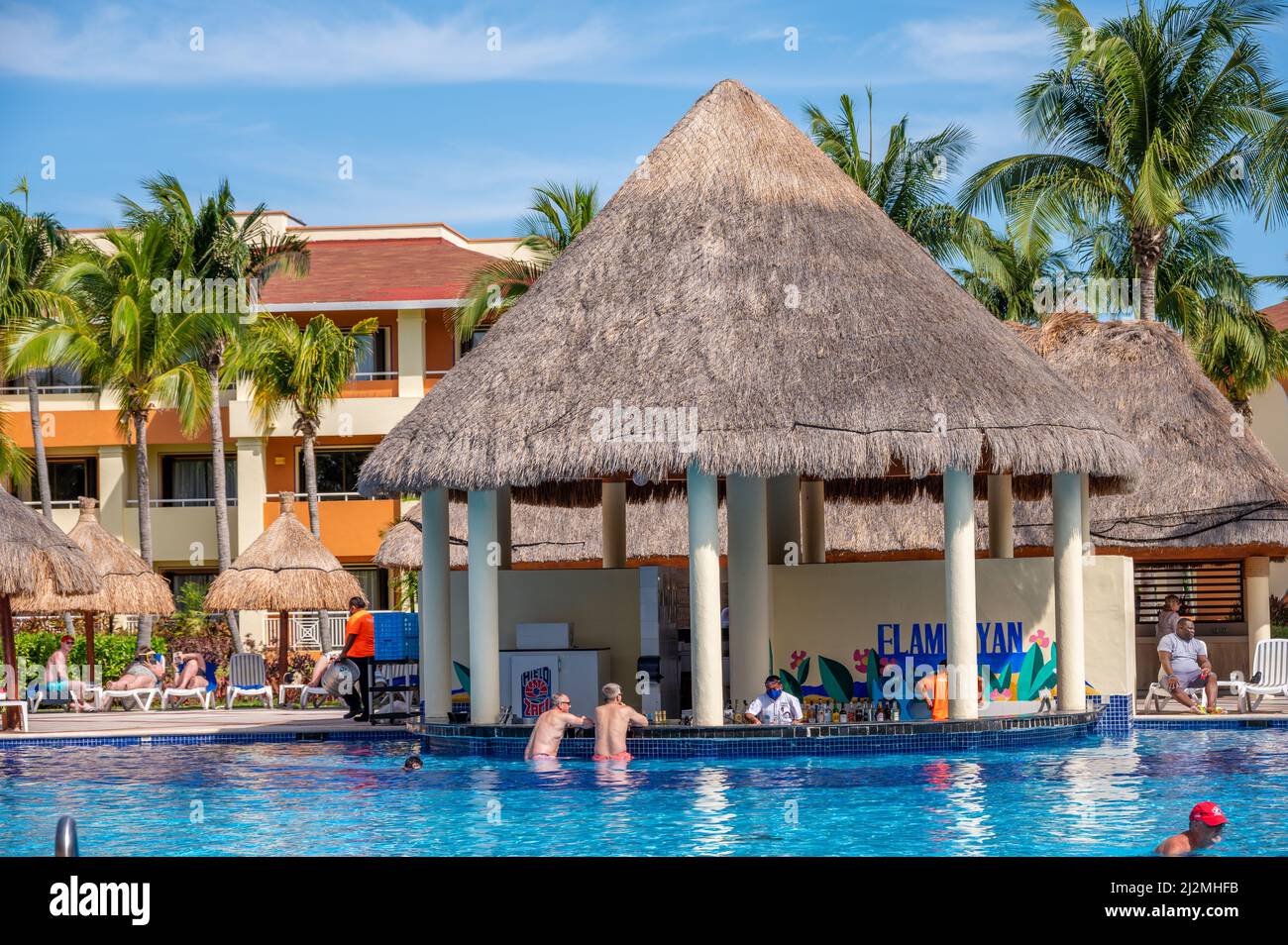 Tulum, Mexico - March 25, 2022: View of swimming pools at the Bahia ...