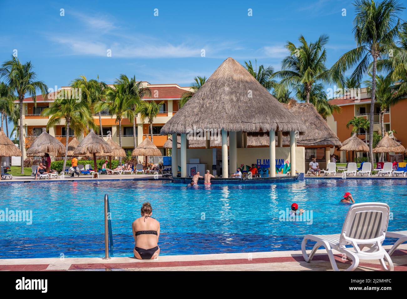 Tulum, Mexico - March 25, 2022: View of swimming pools at the Bahia ...