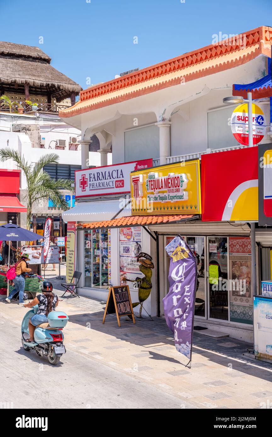 Playa del Carmen Mexico March 28 2022 View of shops and