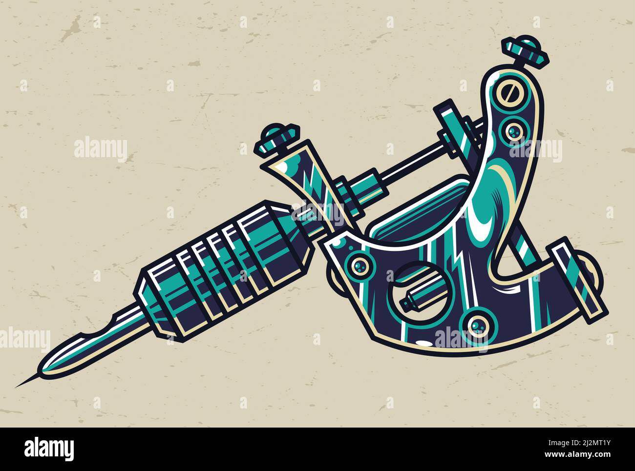 Colorful tattoo machine concept in vintage style isolated vector