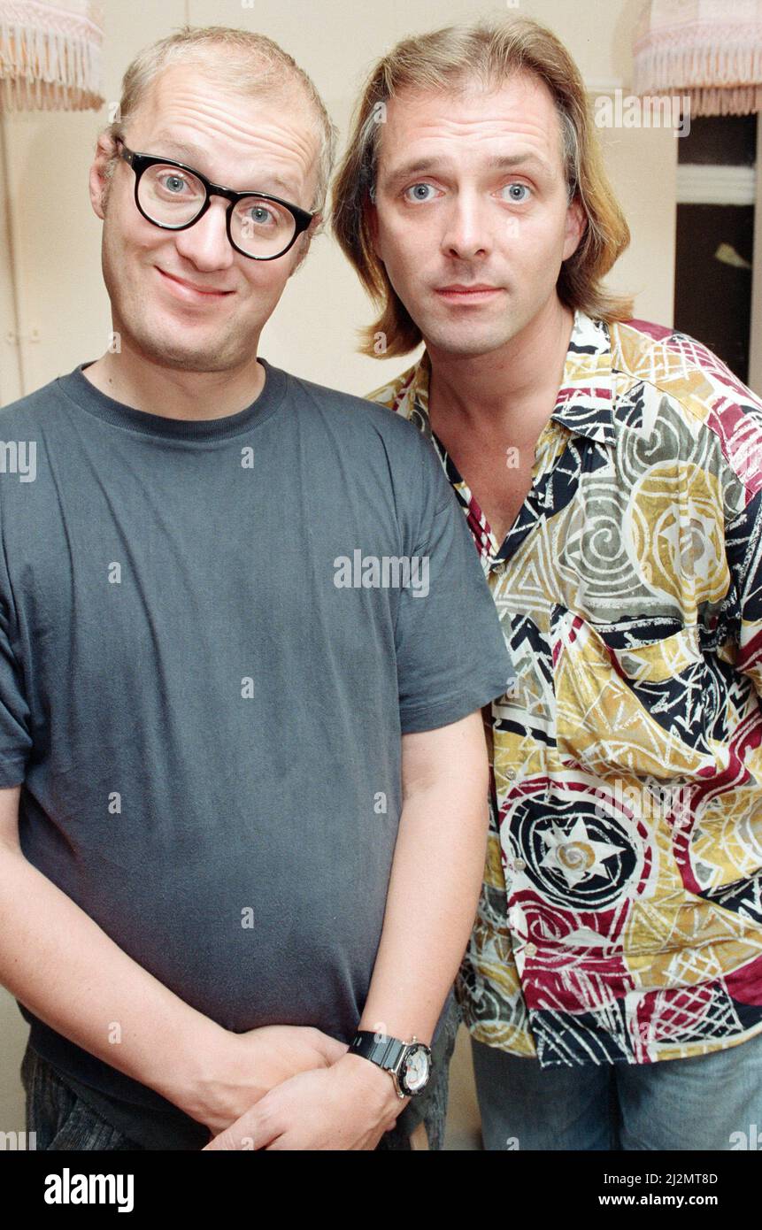 Comedians Adrian Edmondson and Rik Mayall, actors who star in the television series 'Bottom'. 20th September 1991. Stock Photo