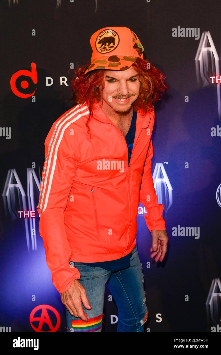 Las Vegas, NV, USA. 2nd Apr, 2022. Carrot Top at the opening night of Criss Angel Amystika at the Criss Angel Theater at Planet Hollywood Resort & Casino in Las Vegas, Nevada on April 2, 2022. Credit: Dee Cee Carter/Media Punch/Alamy Live News Stock Photo