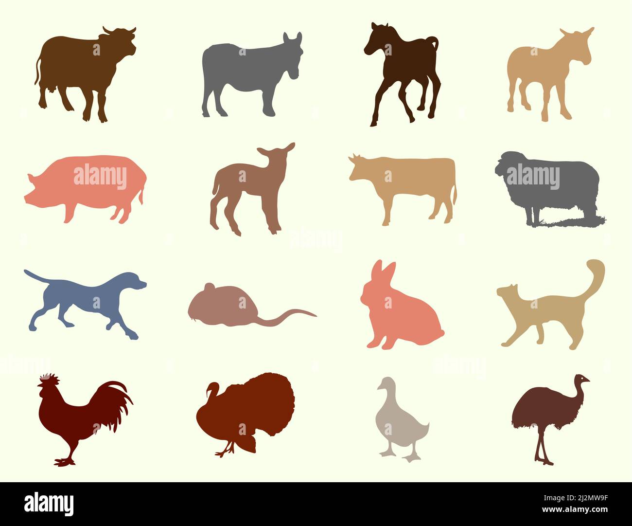 Farm Poultry Animal Vector Icons Set Stock Vector Image & Art - Alamy