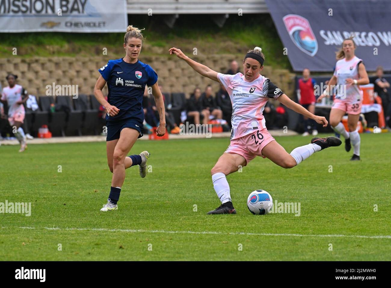 April 02 22 Angel City Fc Midfielder Hope Breslin 26 During A Nwsl Challenge Cup Soccer Match Between The Angel City Fc And The San Diego Wave Fc At Torero Stadium In