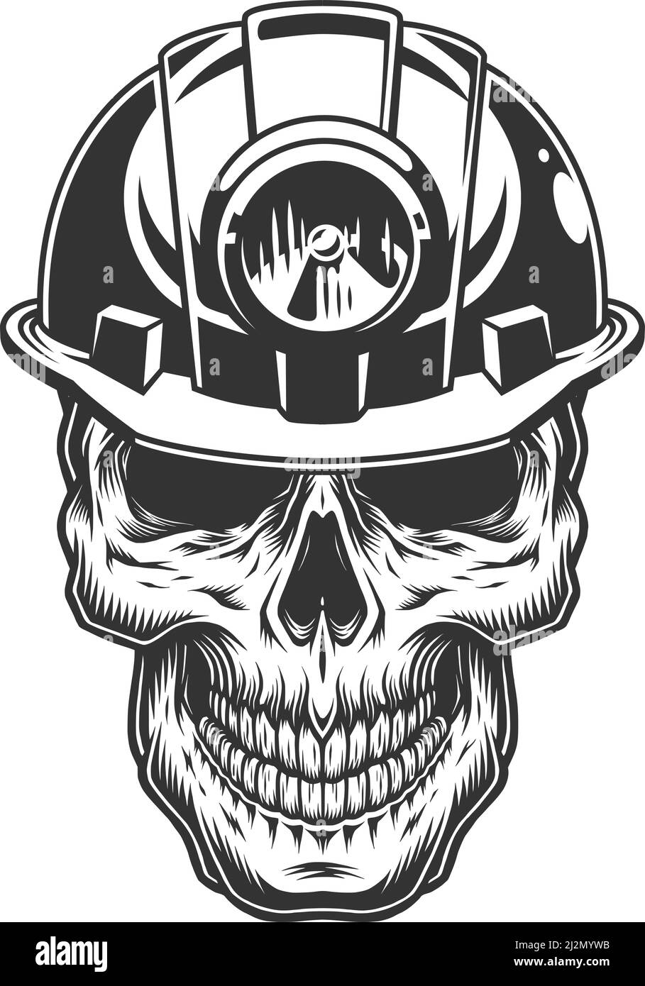 Skull in the miner helmet. Vector vintage illustration Stock Vector ...